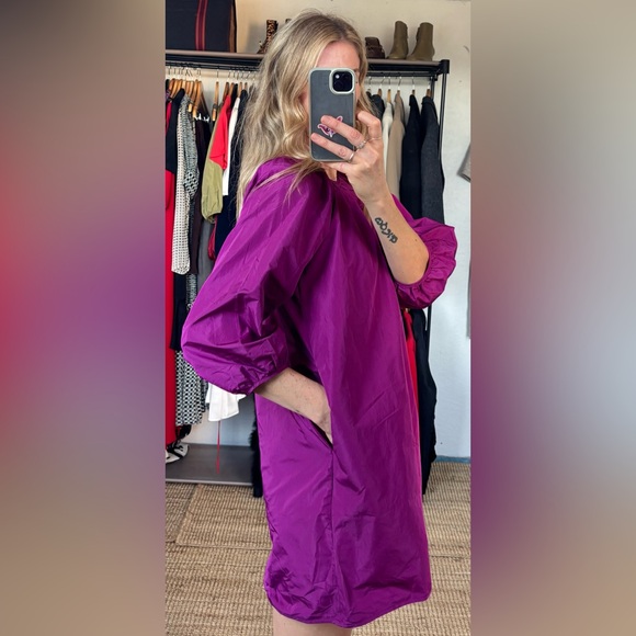 NWT Wilfred Aritzia Oversized Cava Purple Fuchsia Luminous Violet Trapeze Dress - Picture 3 of 17